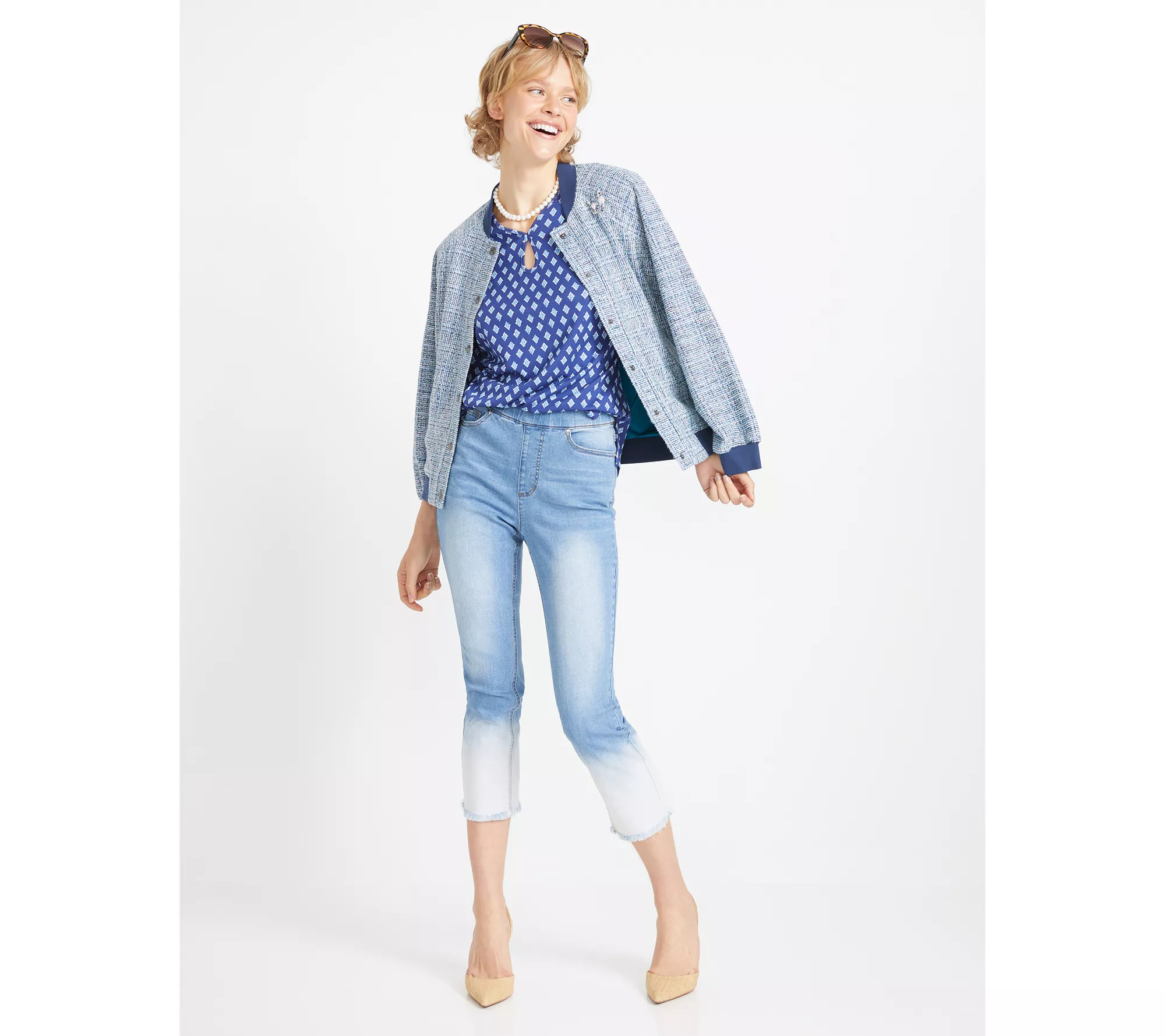 Isaac Mizrahi Live! Regular Indigo True Denim Dip Dye Ankle Jeans