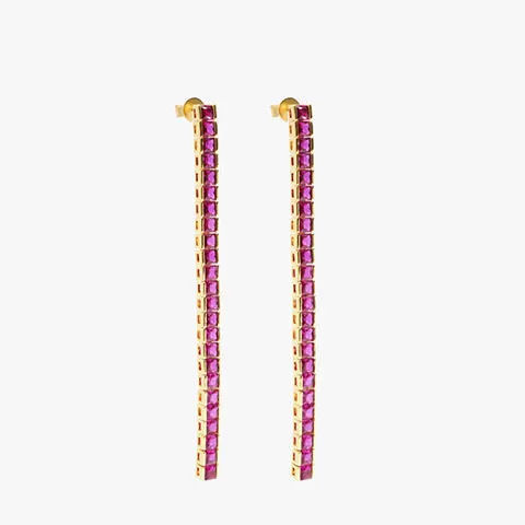 Izabel Display Square Tennis Earrings Pink