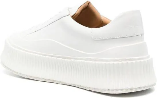 Jil Sander lace-up leather platform sneakers White