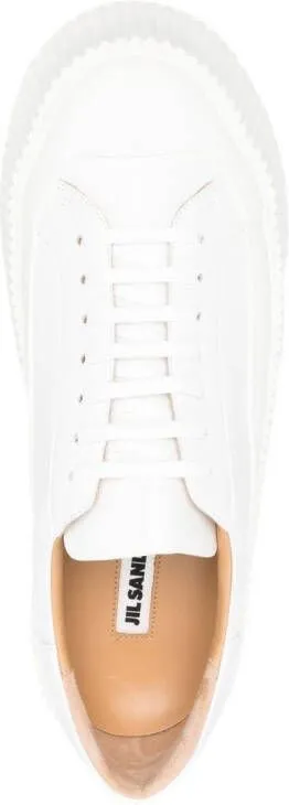 Jil Sander lace-up leather platform sneakers White