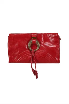 Jimmy Choo - Red Leather O Ring Hardware Clutch Bag