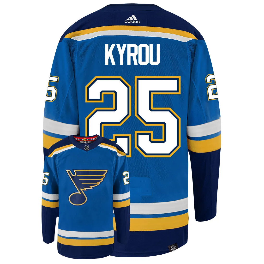 Jordan Kyrou St Louis Blues Adidas Primegreen Authentic NHL Hockey Jersey     