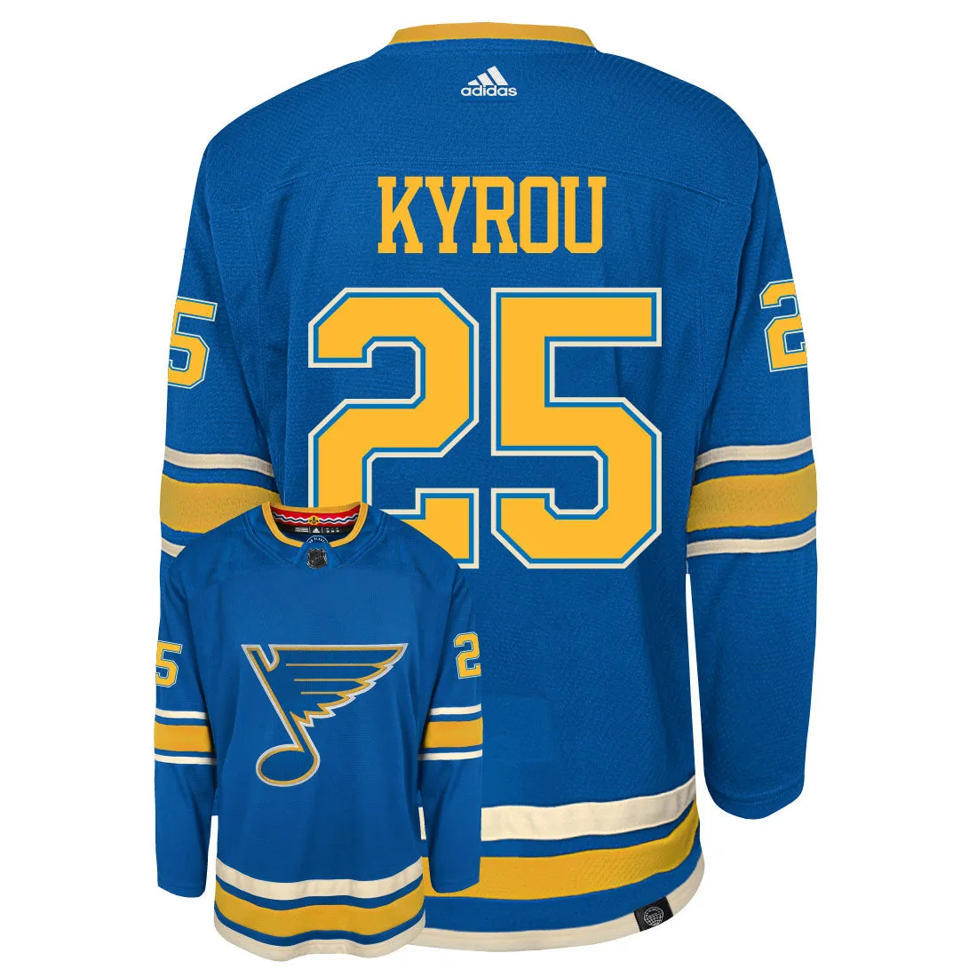 Jordan Kyrou St Louis Blues Adidas Primegreen Authentic NHL Hockey Jersey     