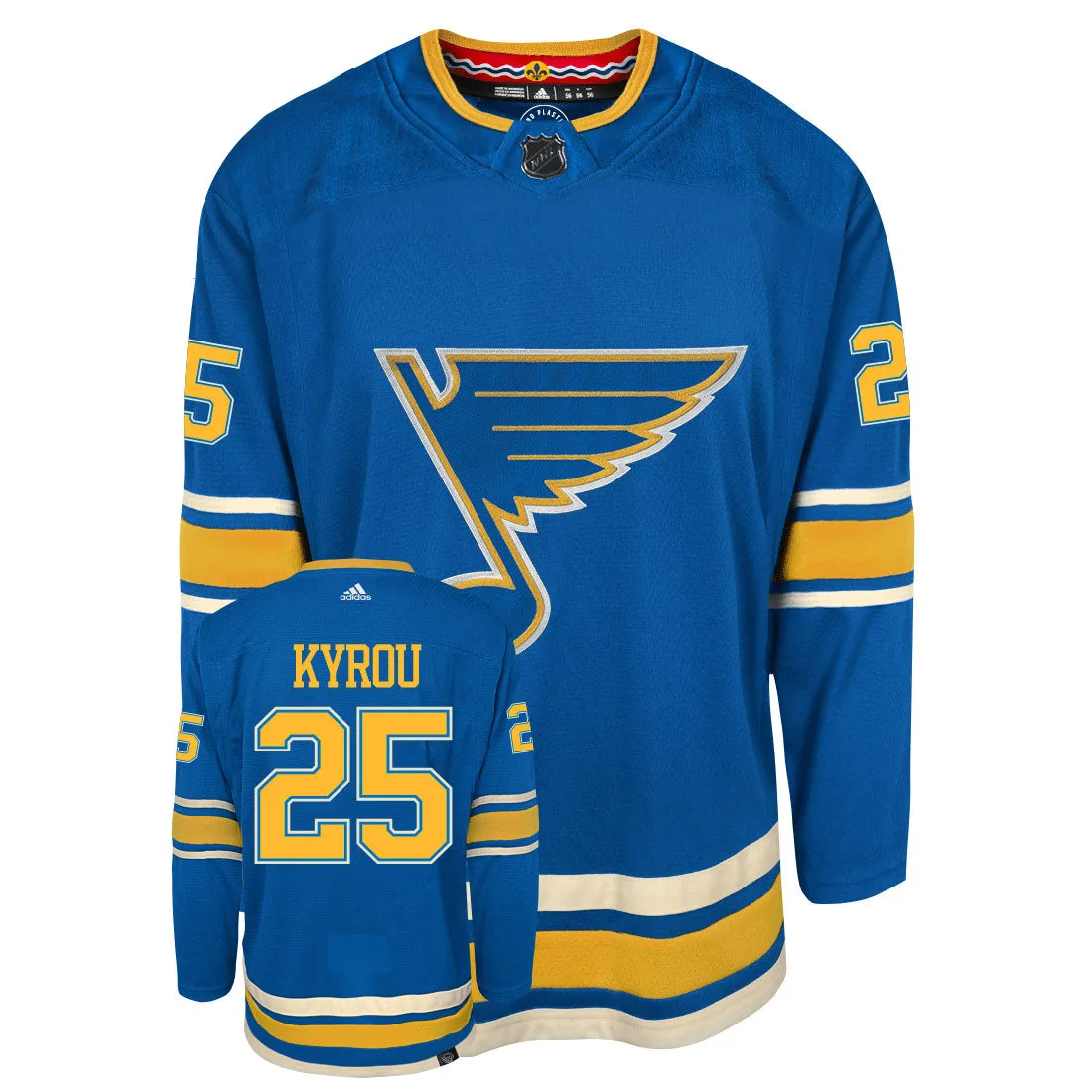 Jordan Kyrou St Louis Blues Adidas Primegreen Authentic NHL Hockey Jersey     