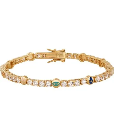 Karma and Luck Women's Gold Fortuitous Traveler Multi-Symbol Tennis Bracelet