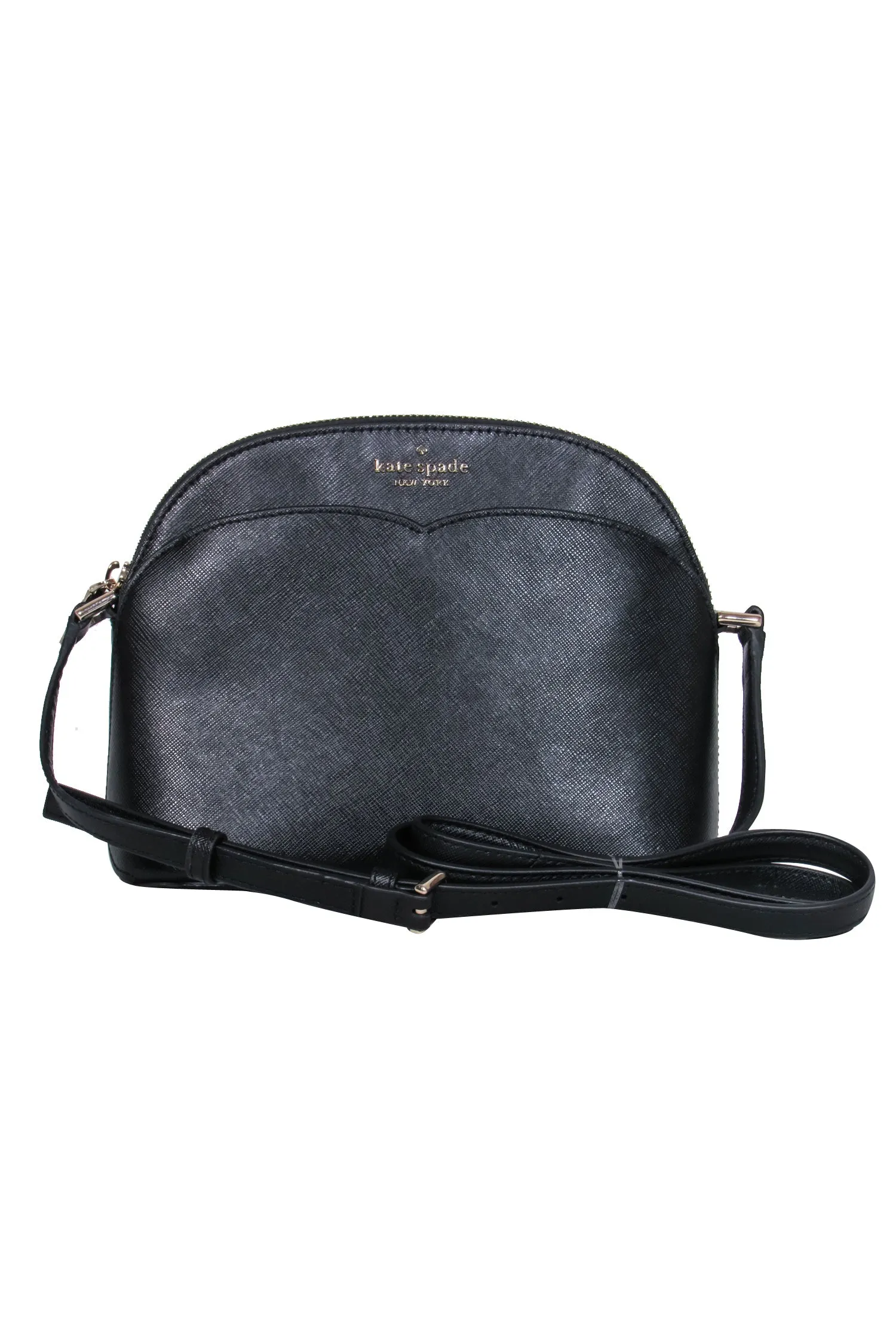 Kate Spade - Black Leather Double Pocket Saffiano Leather Crossbody Bag