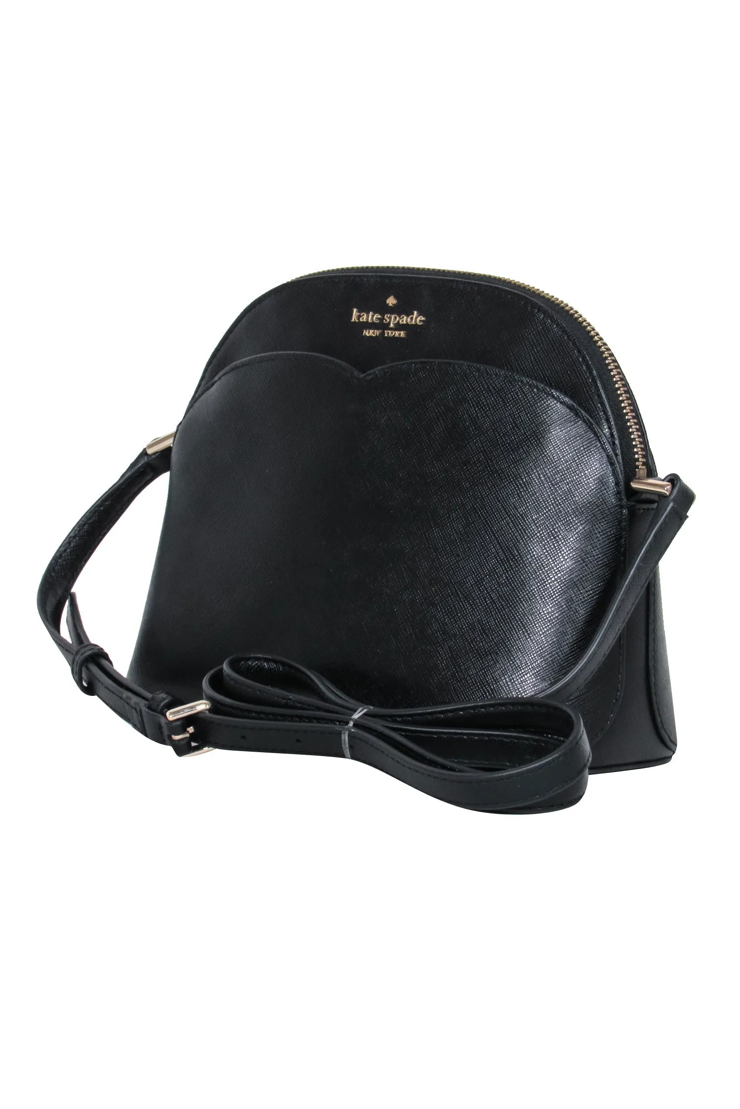 Kate Spade - Black Leather Double Pocket Saffiano Leather Crossbody Bag