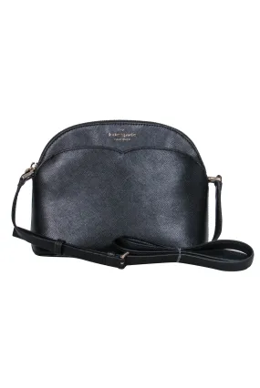 Kate Spade - Black Leather Double Pocket Saffiano Leather Crossbody Bag