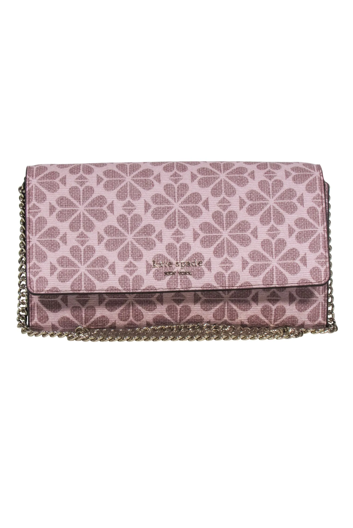 Kate Spade - Blush Pink Spade Print Fold Over Wallet Crossbody Bag