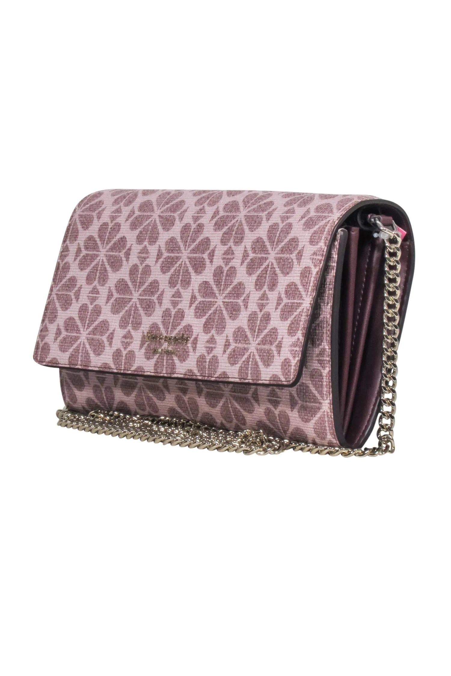 Kate Spade - Blush Pink Spade Print Fold Over Wallet Crossbody Bag