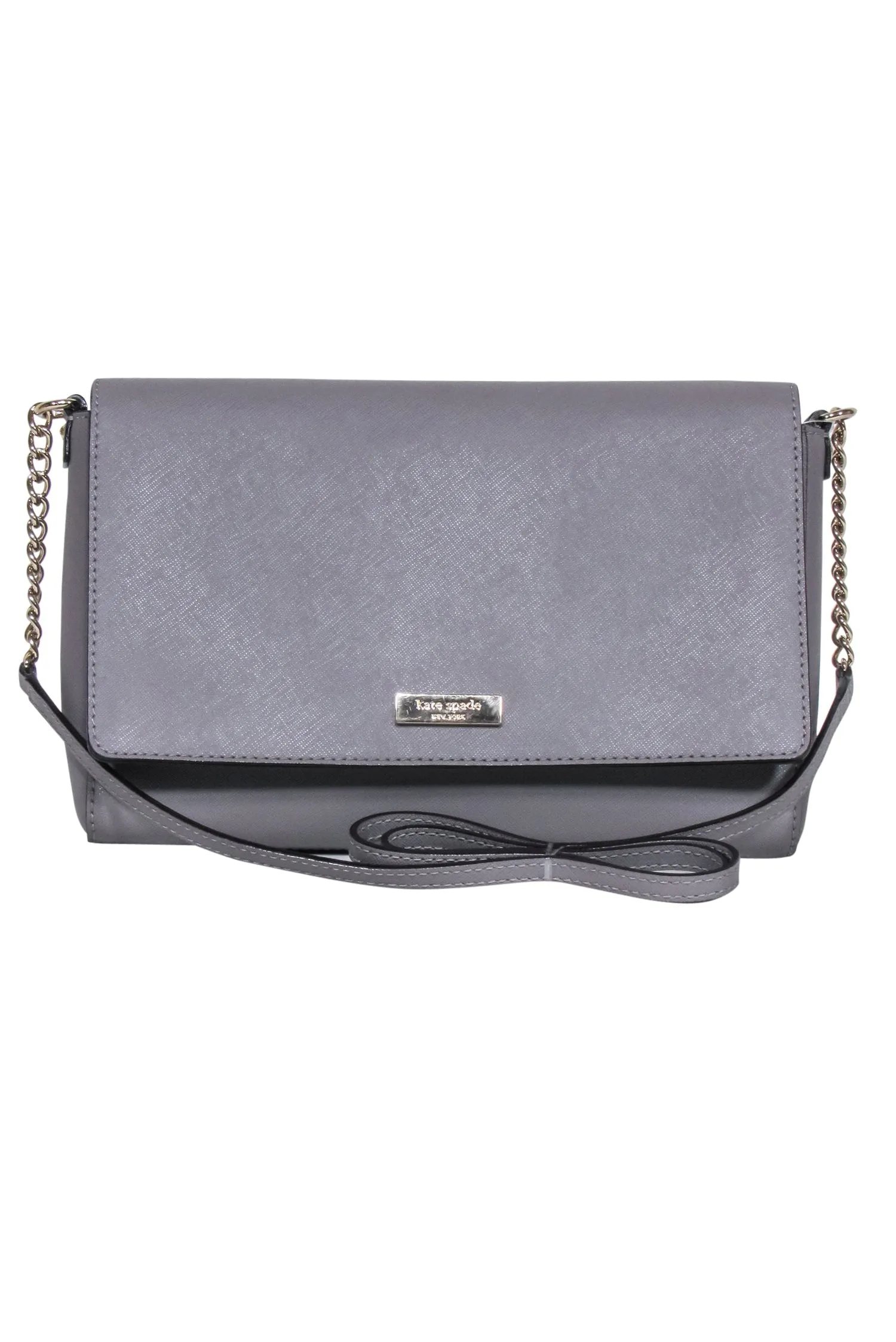 Kate Spade - Grey Leather Fold-Over Crossbody Bag