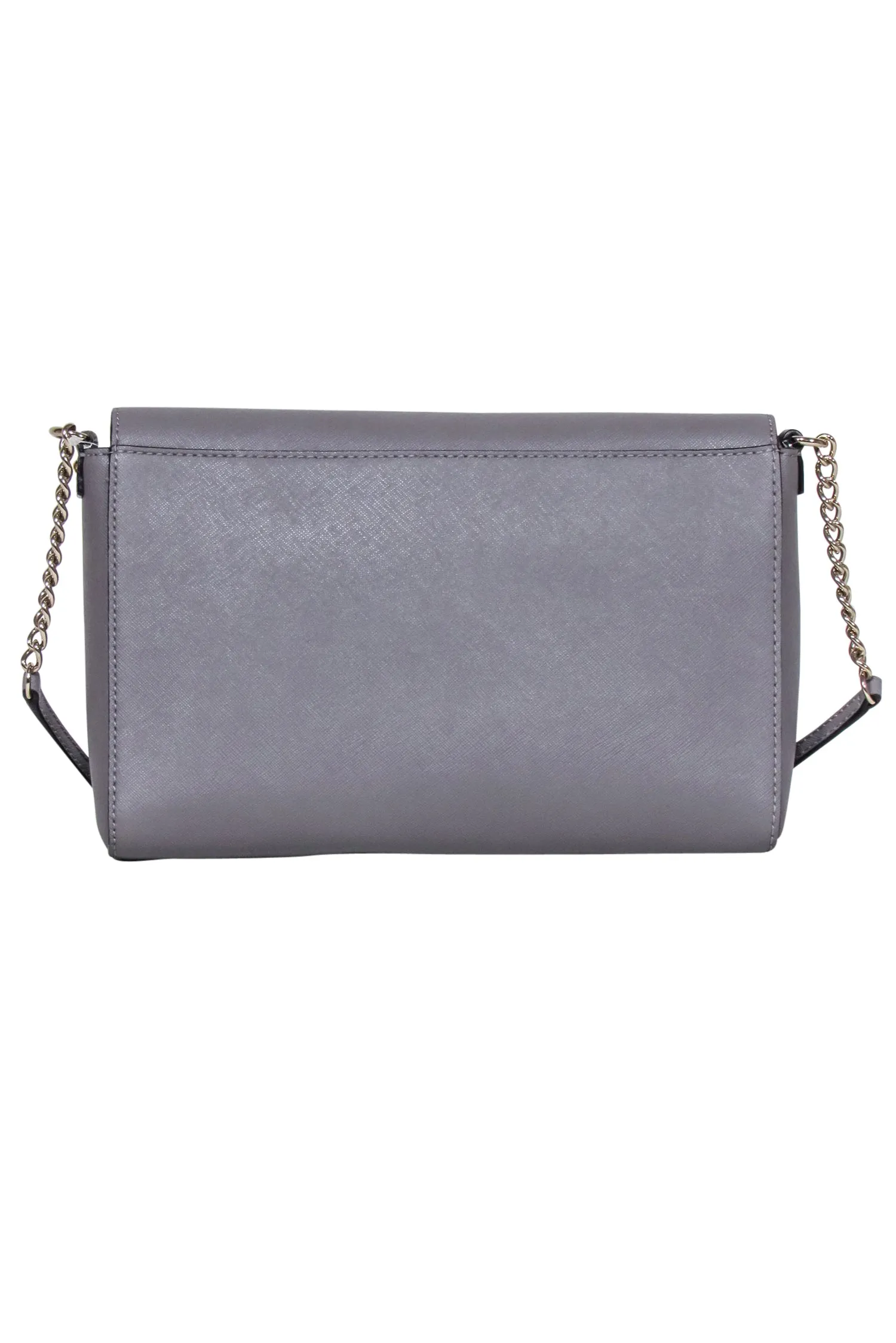 Kate Spade - Grey Leather Fold-Over Crossbody Bag