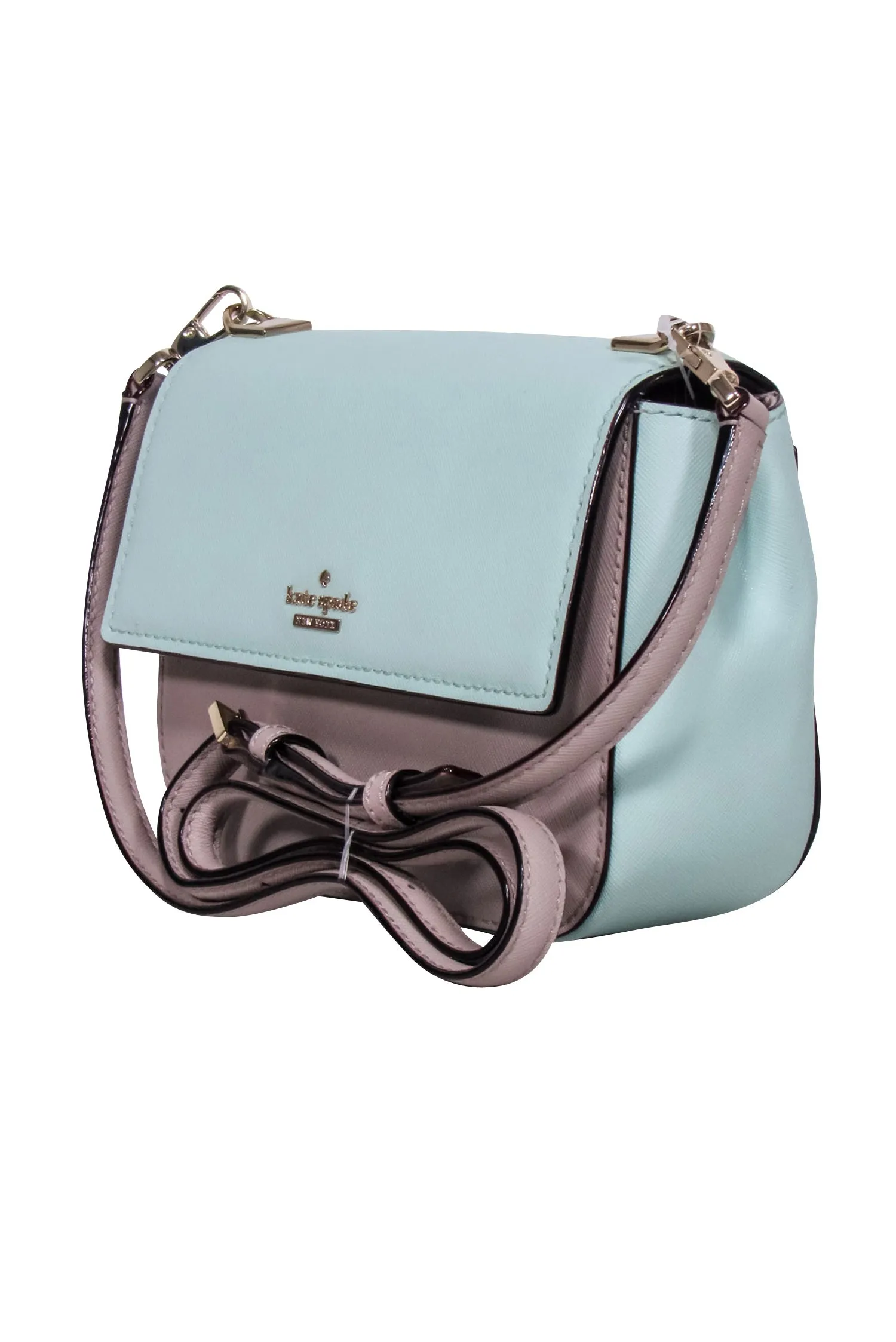 Kate Spade - Light Blue & Taupe Colorblocked Leather Crossbody Bag