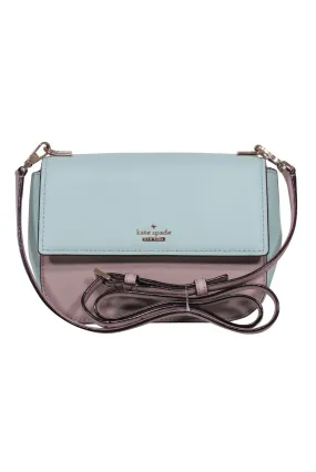 Kate Spade - Light Blue & Taupe Colorblocked Leather Crossbody Bag