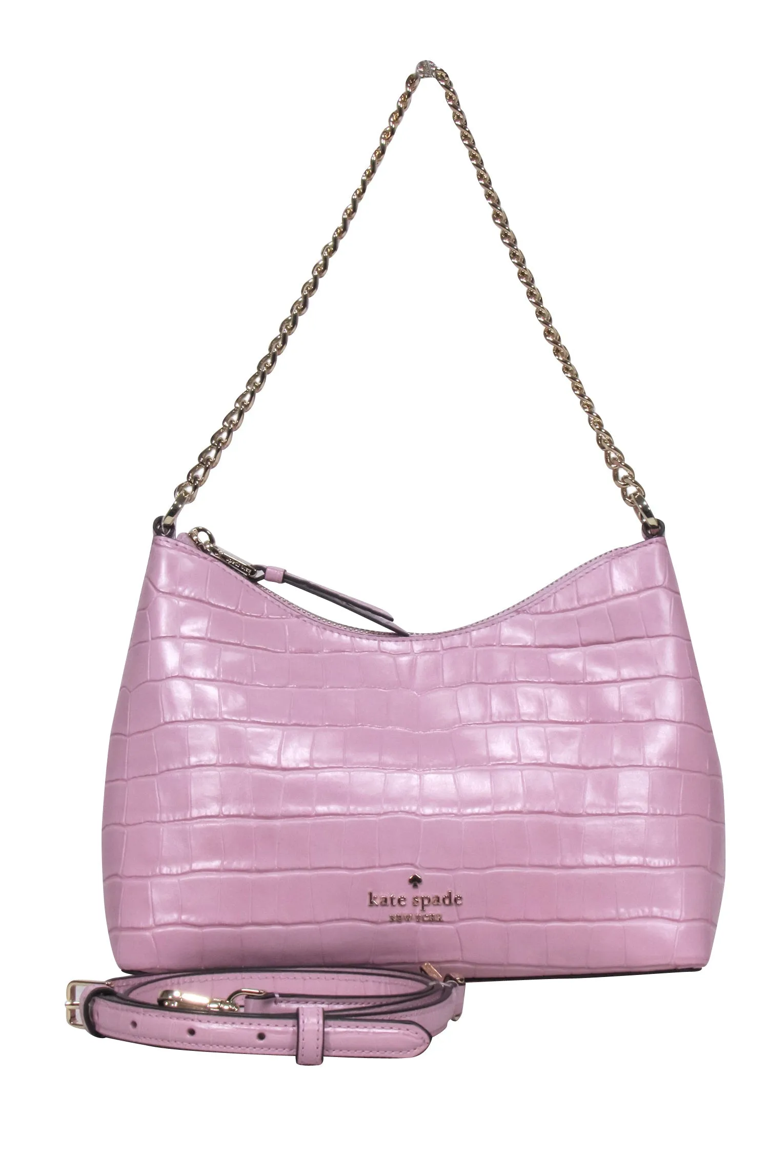 Kate Spade - Light Pink Croc Embossed Leather Crossbody Bag