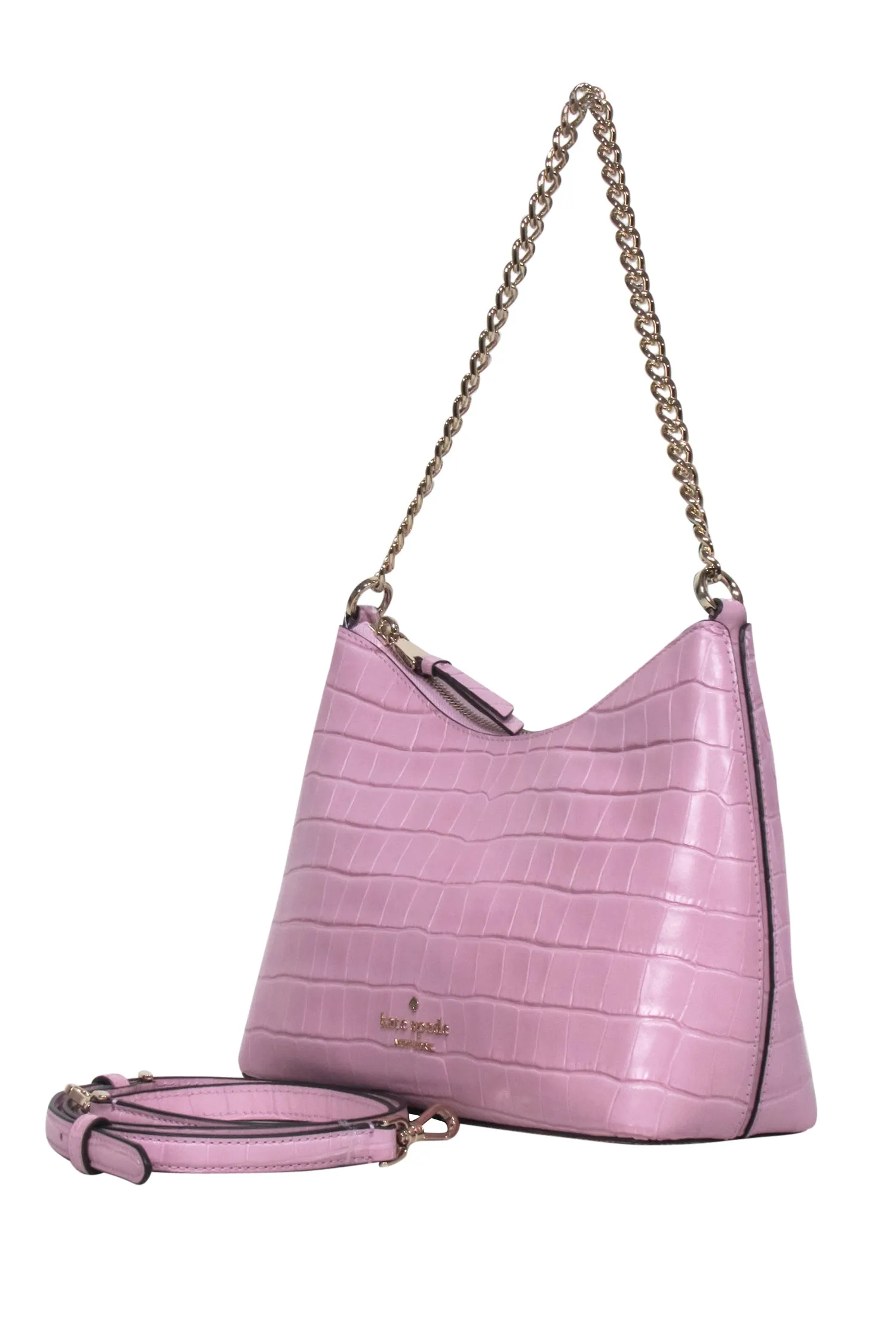 Kate Spade - Light Pink Croc Embossed Leather Crossbody Bag