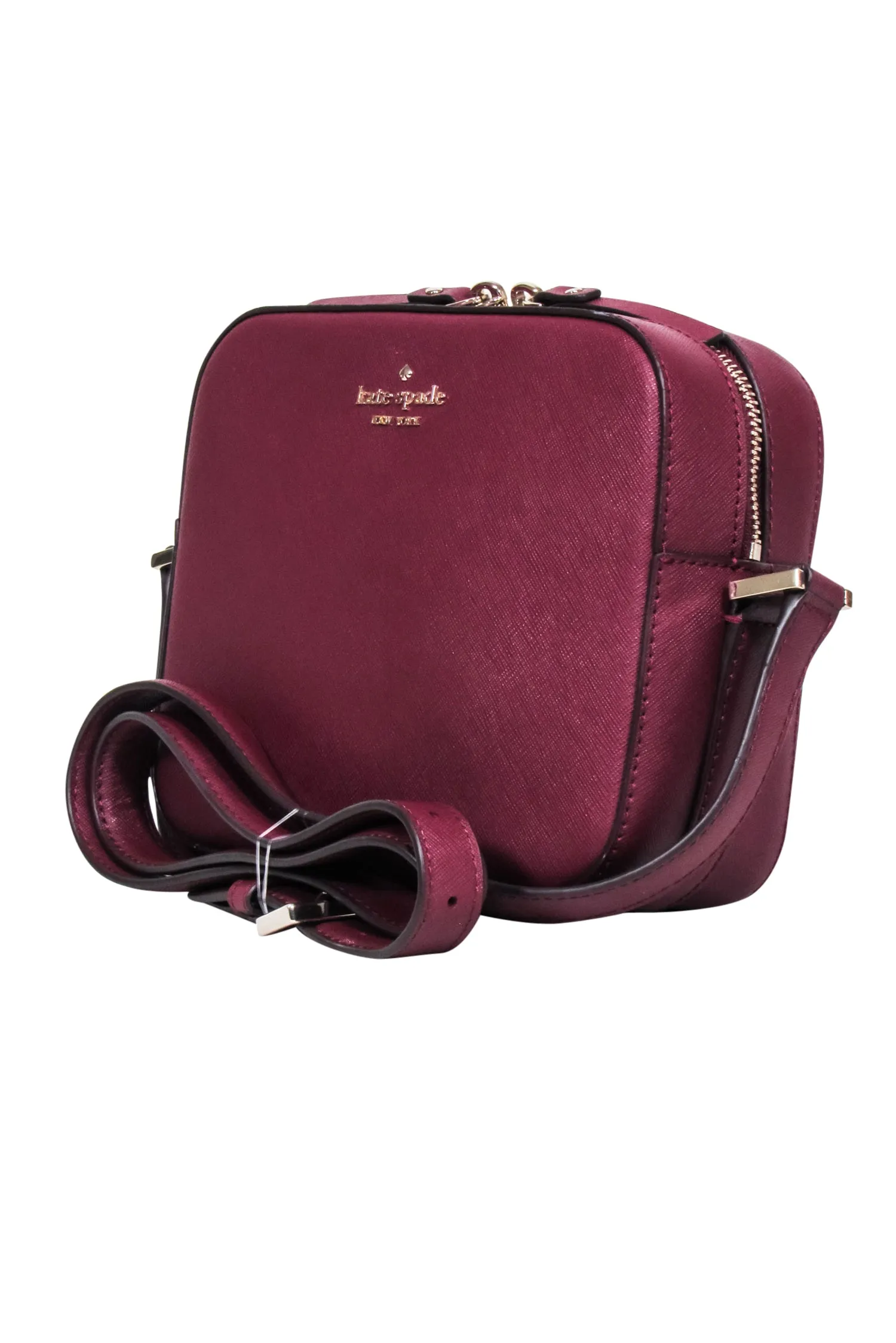 Kate Spade - Maroon Saffiano Leather Structured Crossbody Bag