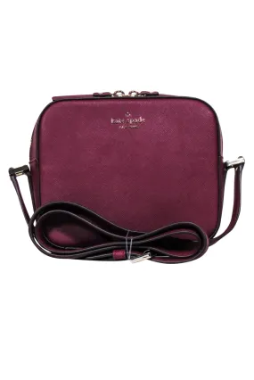 Kate Spade - Maroon Saffiano Leather Structured Crossbody Bag