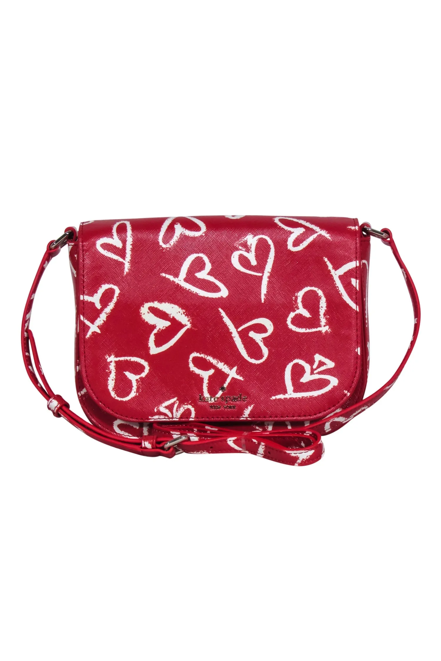 Kate Spade - Red Leather Lipstick Heart Print Crossbody Bag