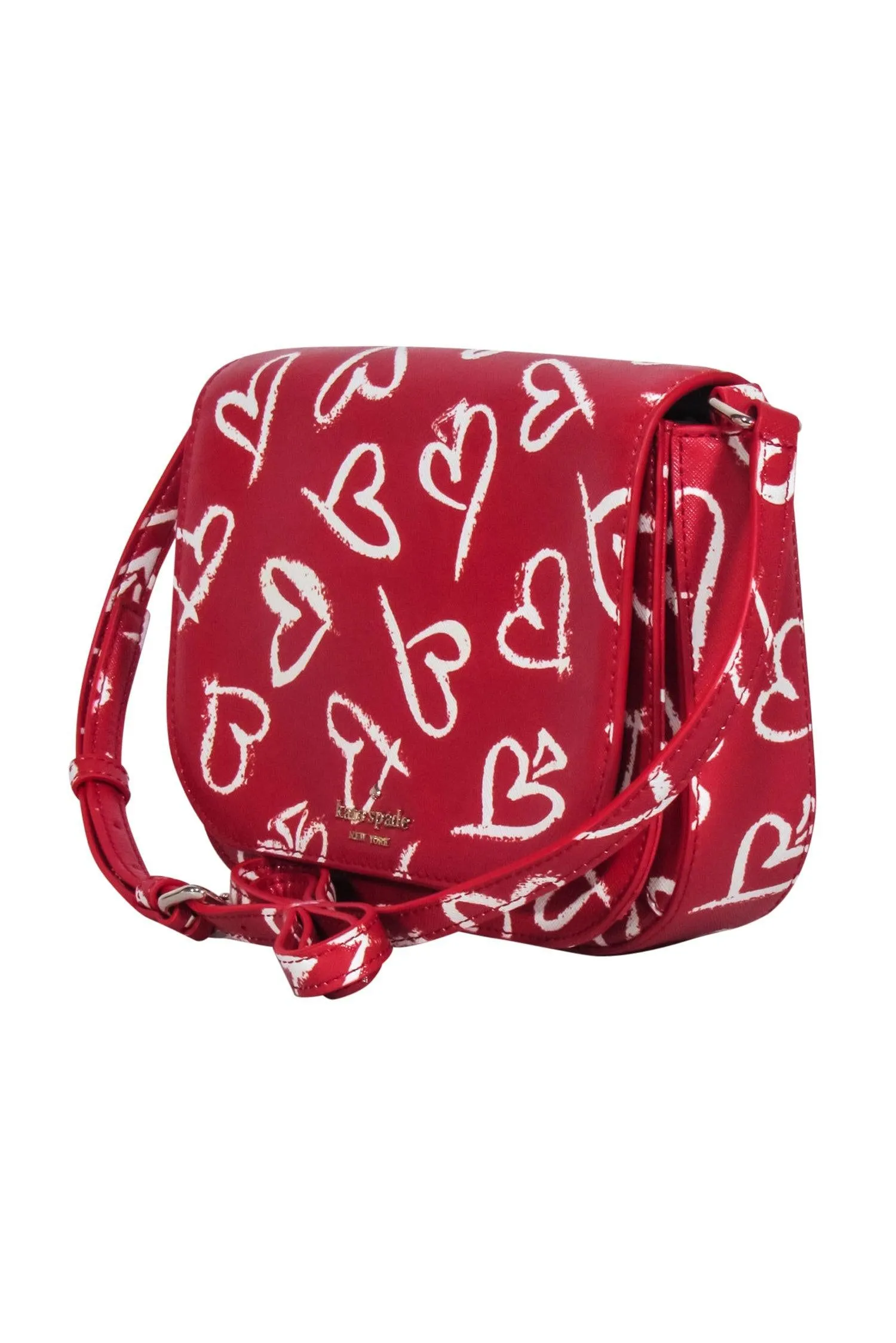 Kate Spade - Red Leather Lipstick Heart Print Crossbody Bag