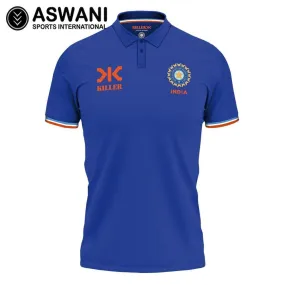 Killer India Cricket BCCI Travel Polo Shirt, Blue 2023