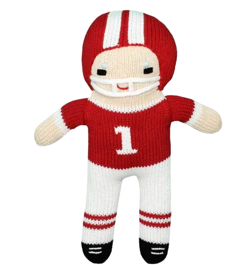 Knit Football Player Red and White