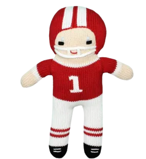 Knit Football Player Red and White