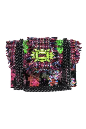 Kurt Geiger - Pink & Multicolor Tweed & Sequin Crossbody Bag