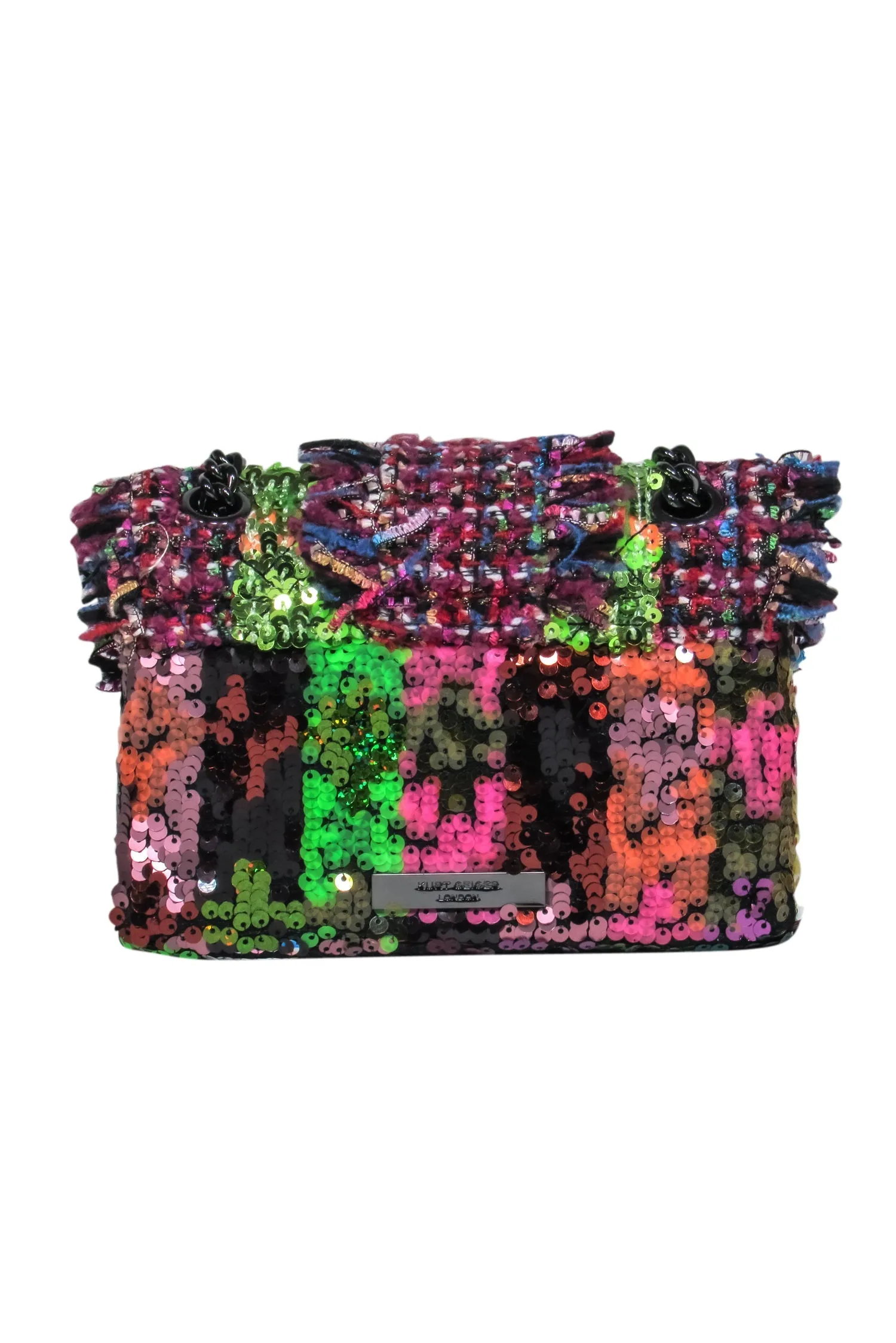 Kurt Geiger - Pink & Multicolor Tweed & Sequin Crossbody Bag