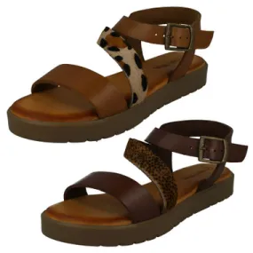 Ladies Leather Collection Flatform Sandals F00204