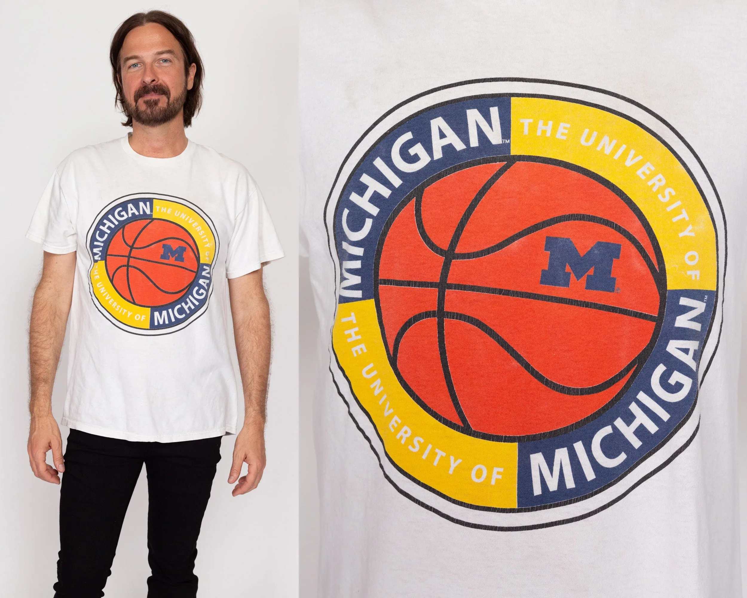 Large 90s University Of Michigan Basketball T Shirt