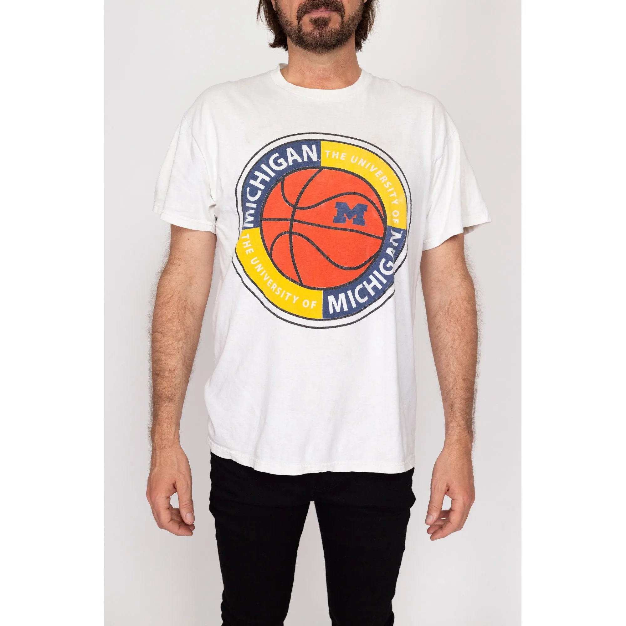 Large 90s University Of Michigan Basketball T Shirt