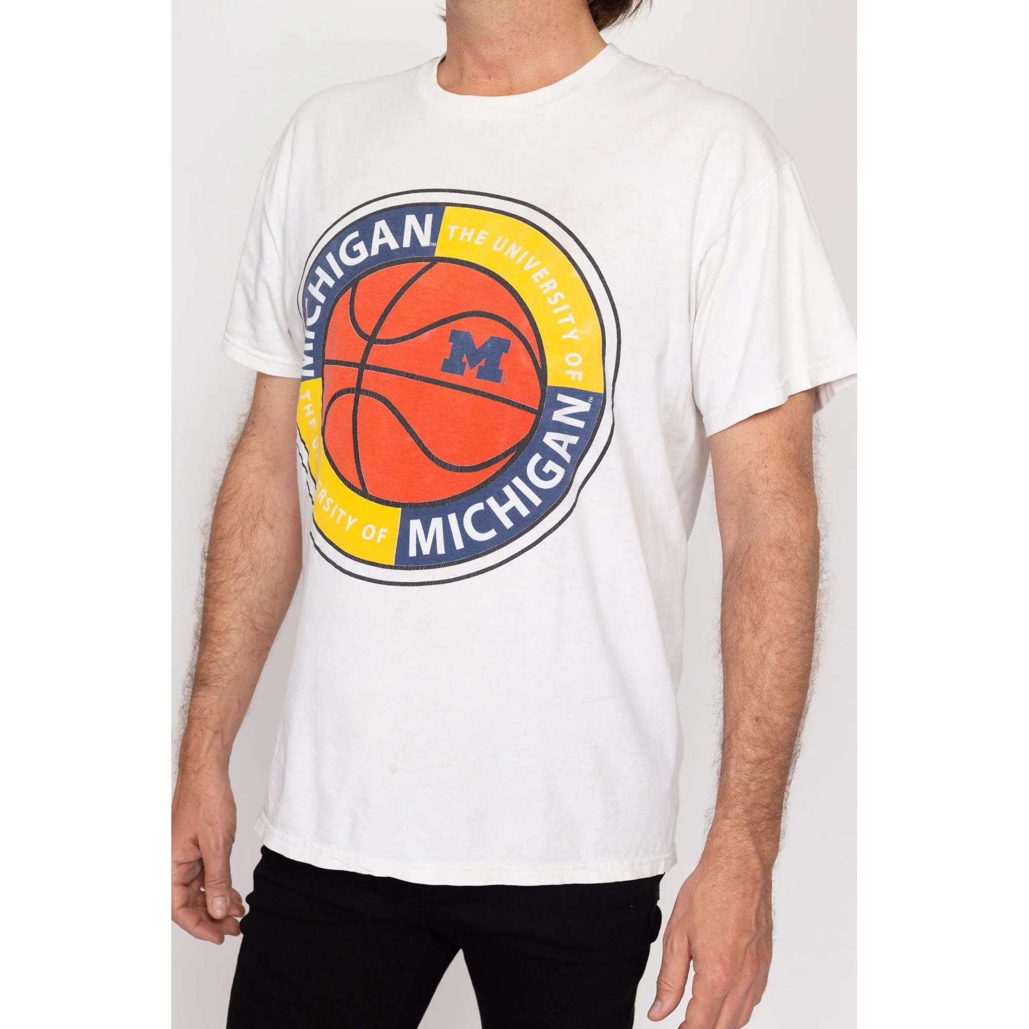 Large 90s University Of Michigan Basketball T Shirt