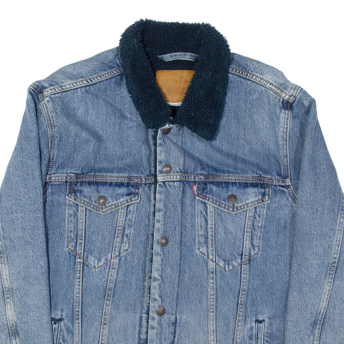 LEVI'S Big E Mens Sherpa Lined Denim Jacket Blue XL