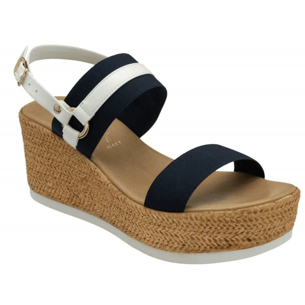 Lotus Lilliana Navy and White Wedge Sandals