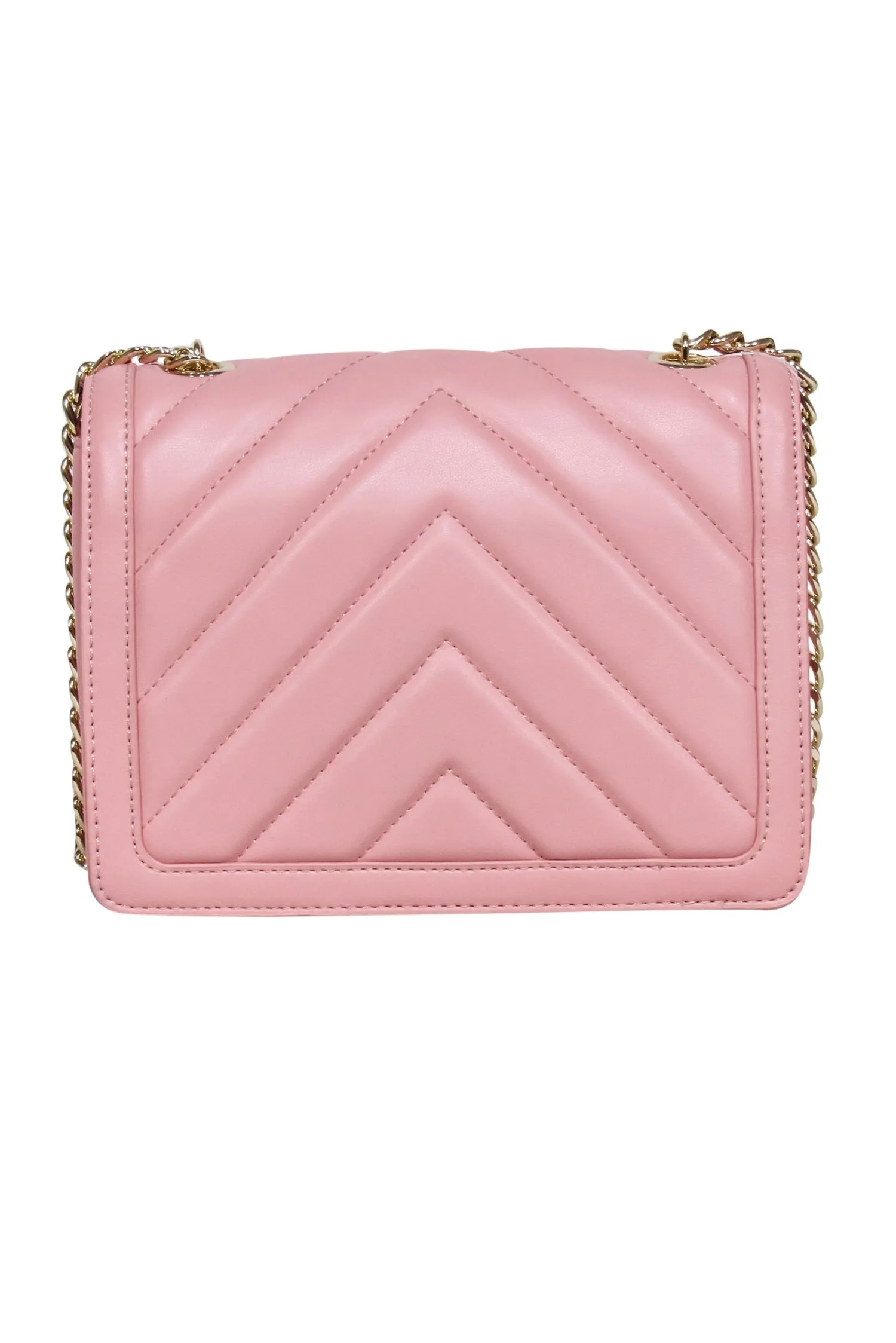 Love Moschino - Pink Faux Leather Heart Stud Crossbody Bag