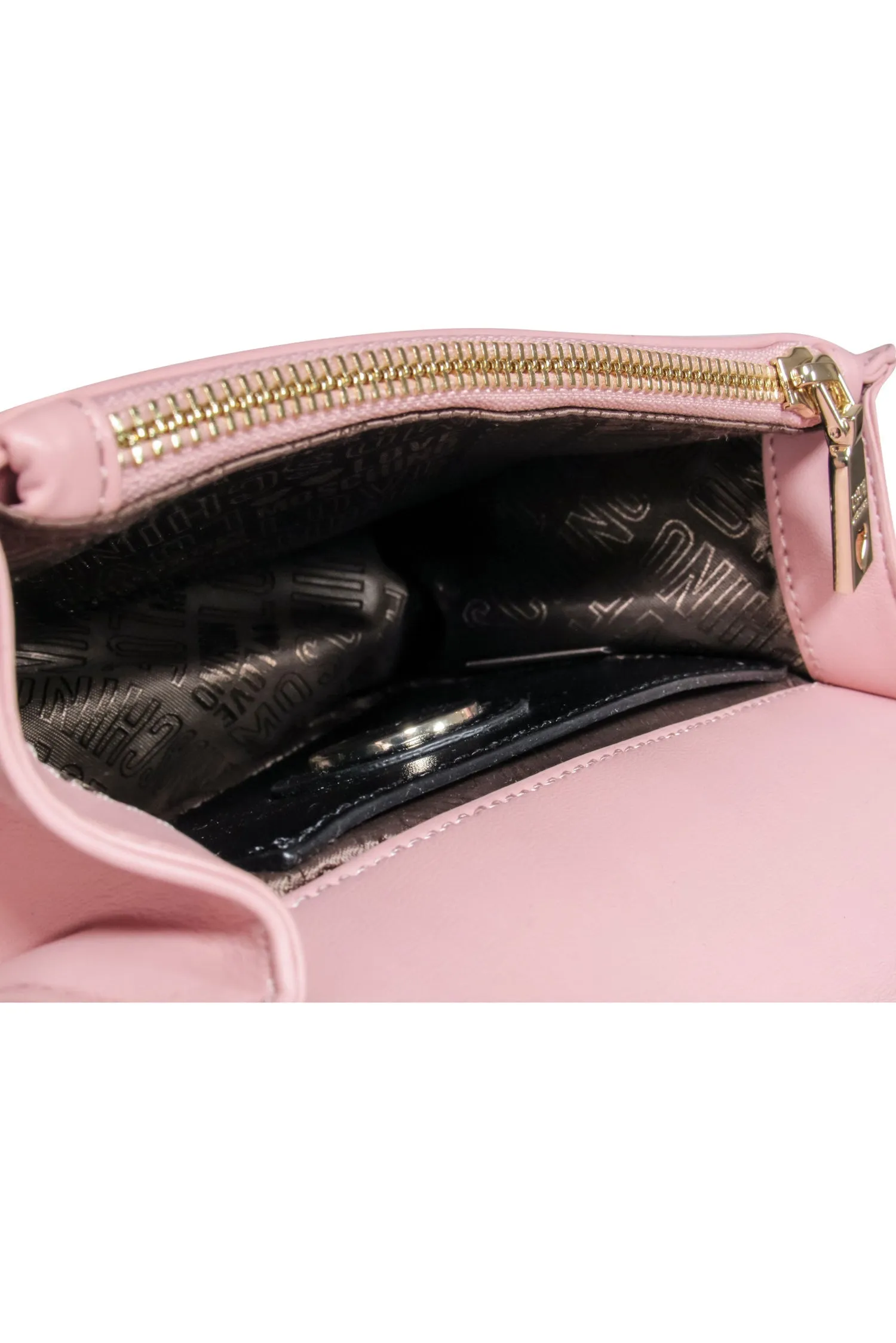 Love Moschino - Pink Faux Leather Heart Stud Crossbody Bag