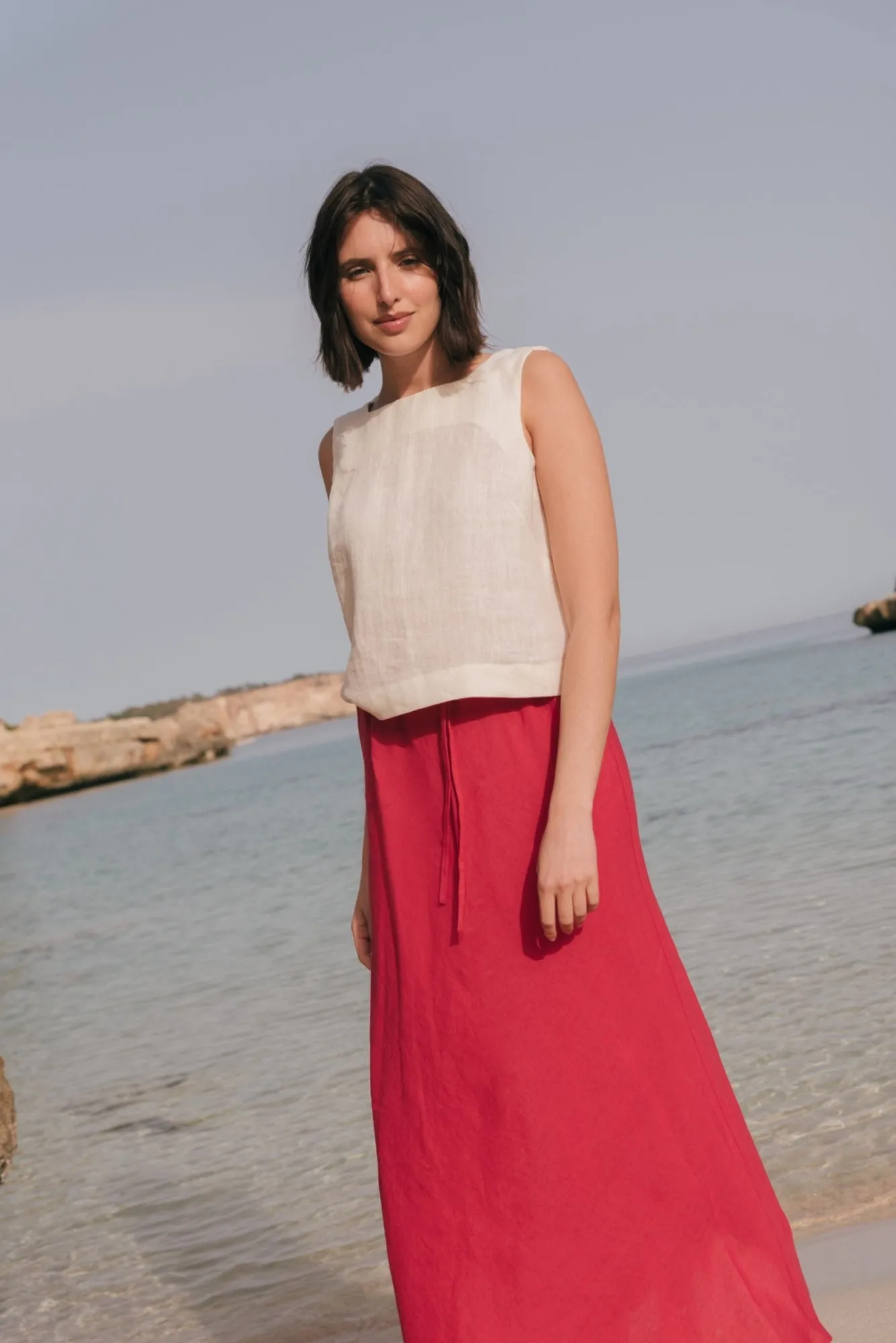 Lucia classic sleeveless linen top