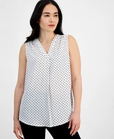 Macy's Ak Anne Klein Petite Printed V-Neck Sleeveless Top