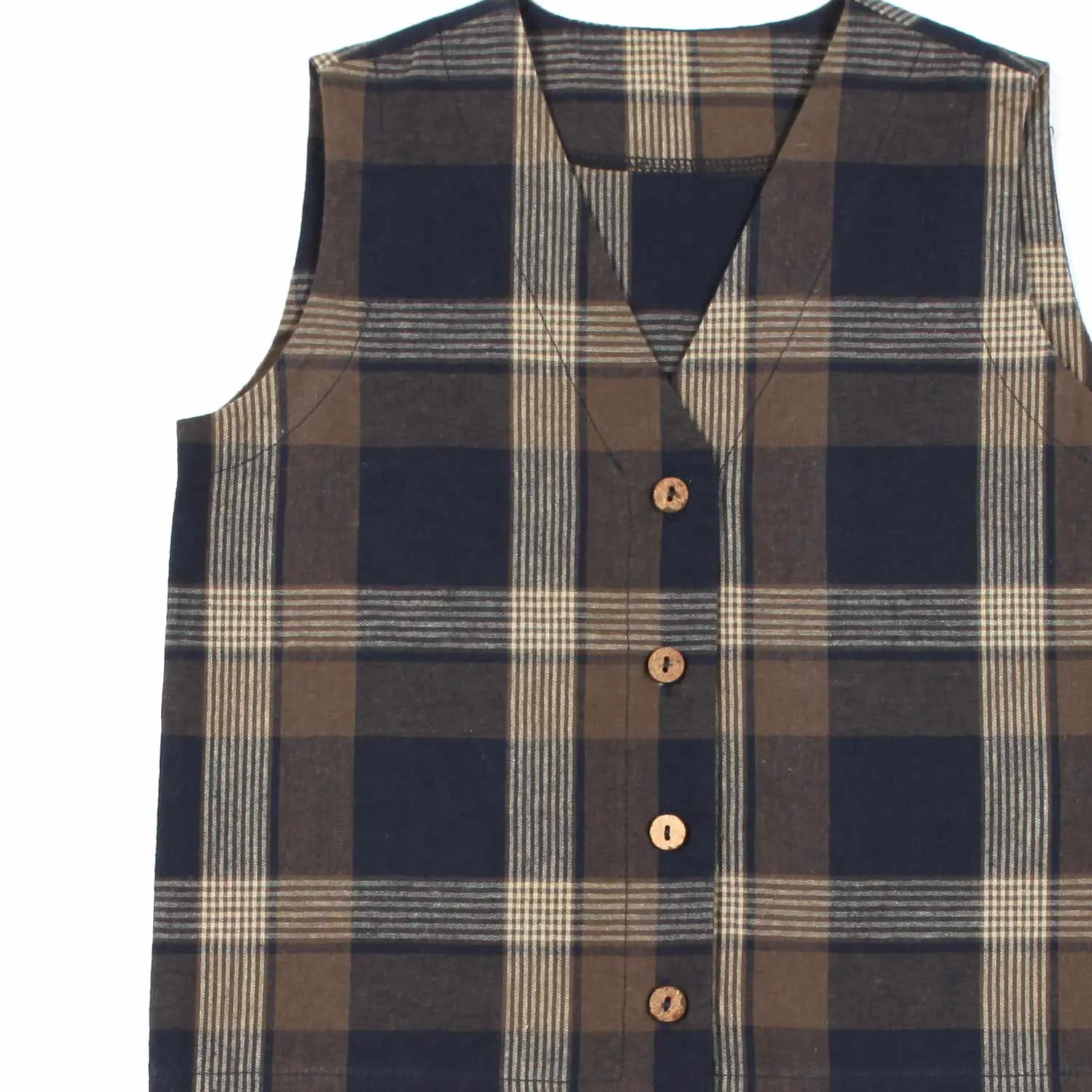 Madilly Louis Blue And Brown Checked Vest For Kids