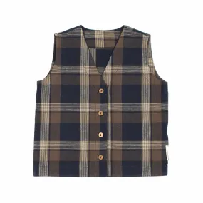 Madilly Louis Blue And Brown Checked Vest For Kids