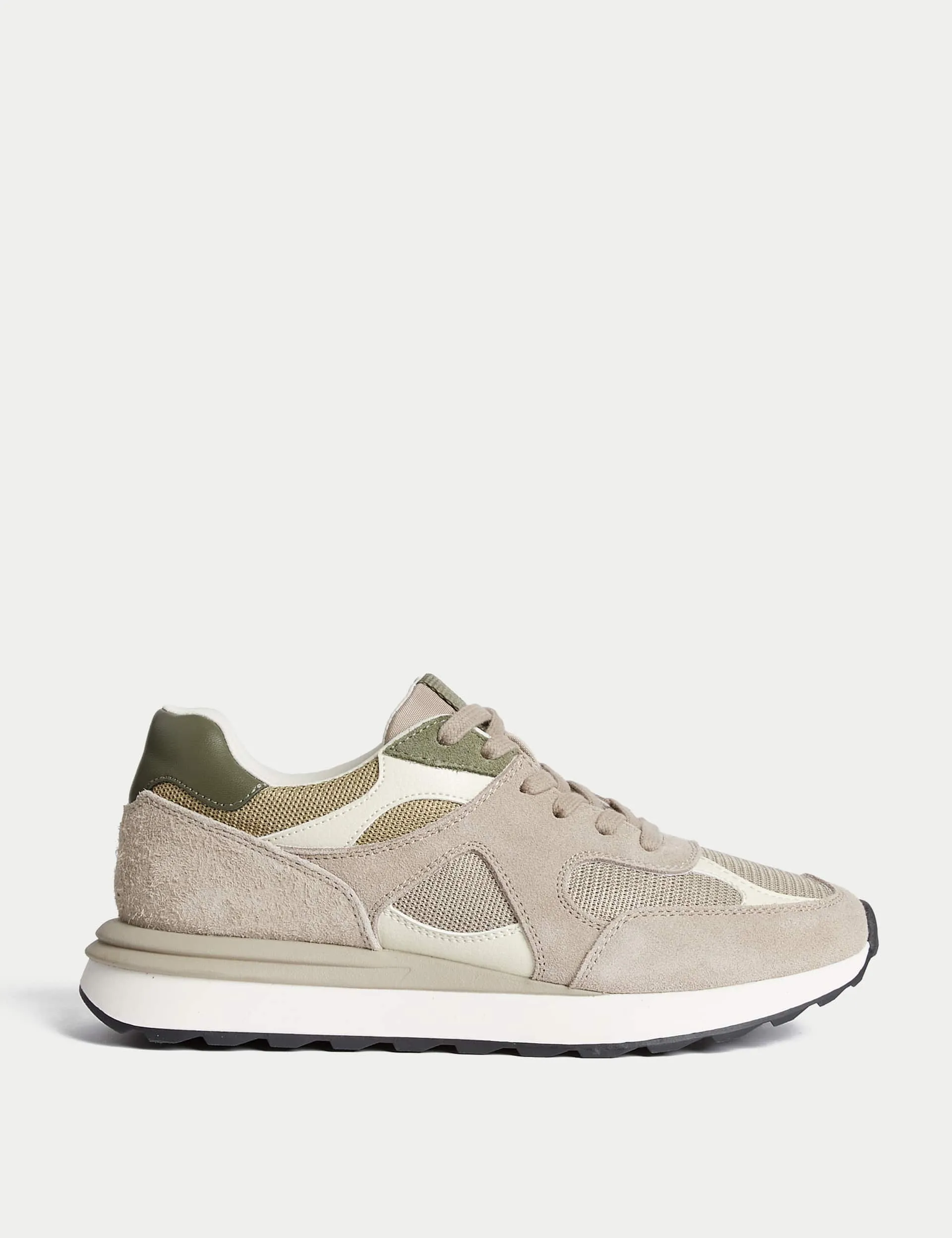 M&S Women's Suede Mesh Detail Trainers - 6 - Grey Mix, Grey Mix