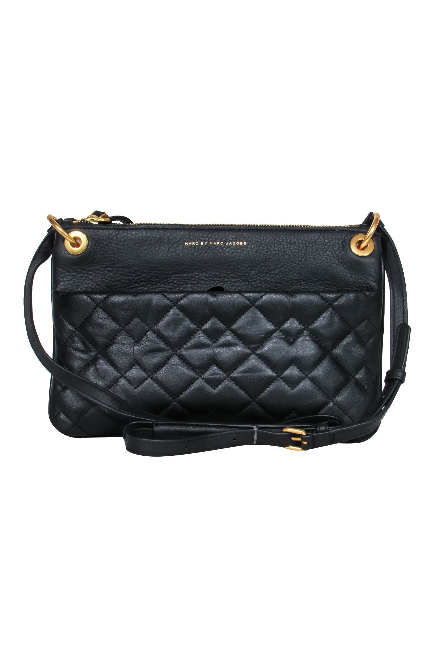 Marc by Marc Jacobs - Black Leather Quilted Front Crossbody Bag