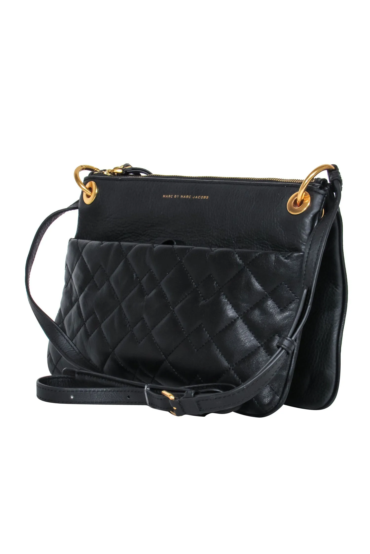 Marc by Marc Jacobs - Black Leather Quilted Front Crossbody Bag