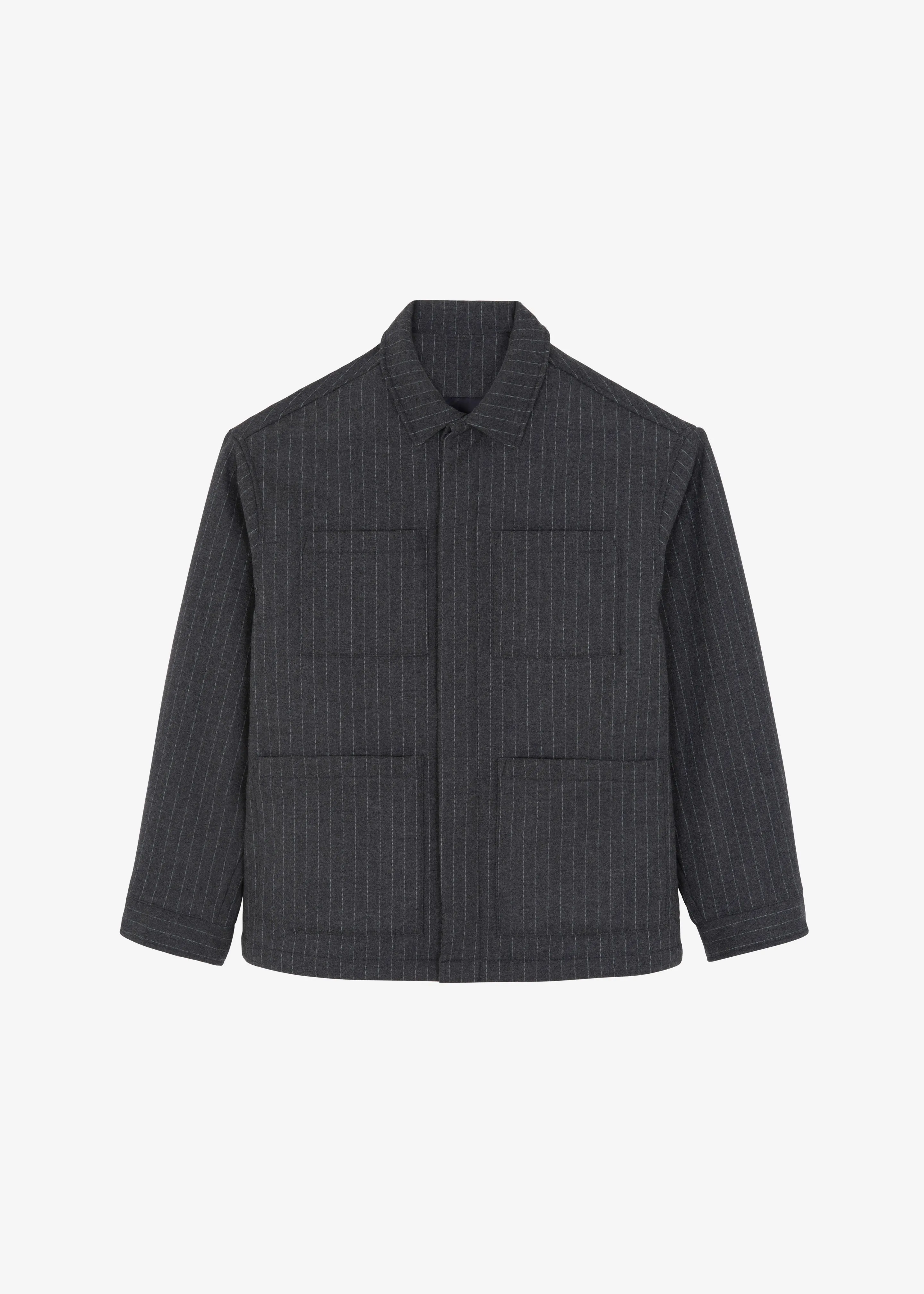 Mason Boxy Wool Jacket - Dark Grey/White Pinstripe