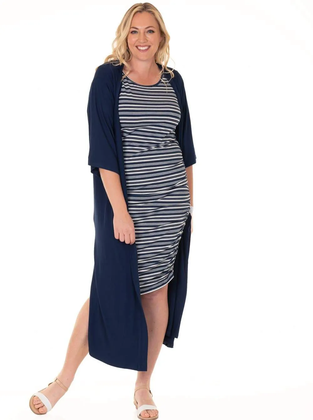 Maternity Half Sleeve Casual Duster Long Cardigan