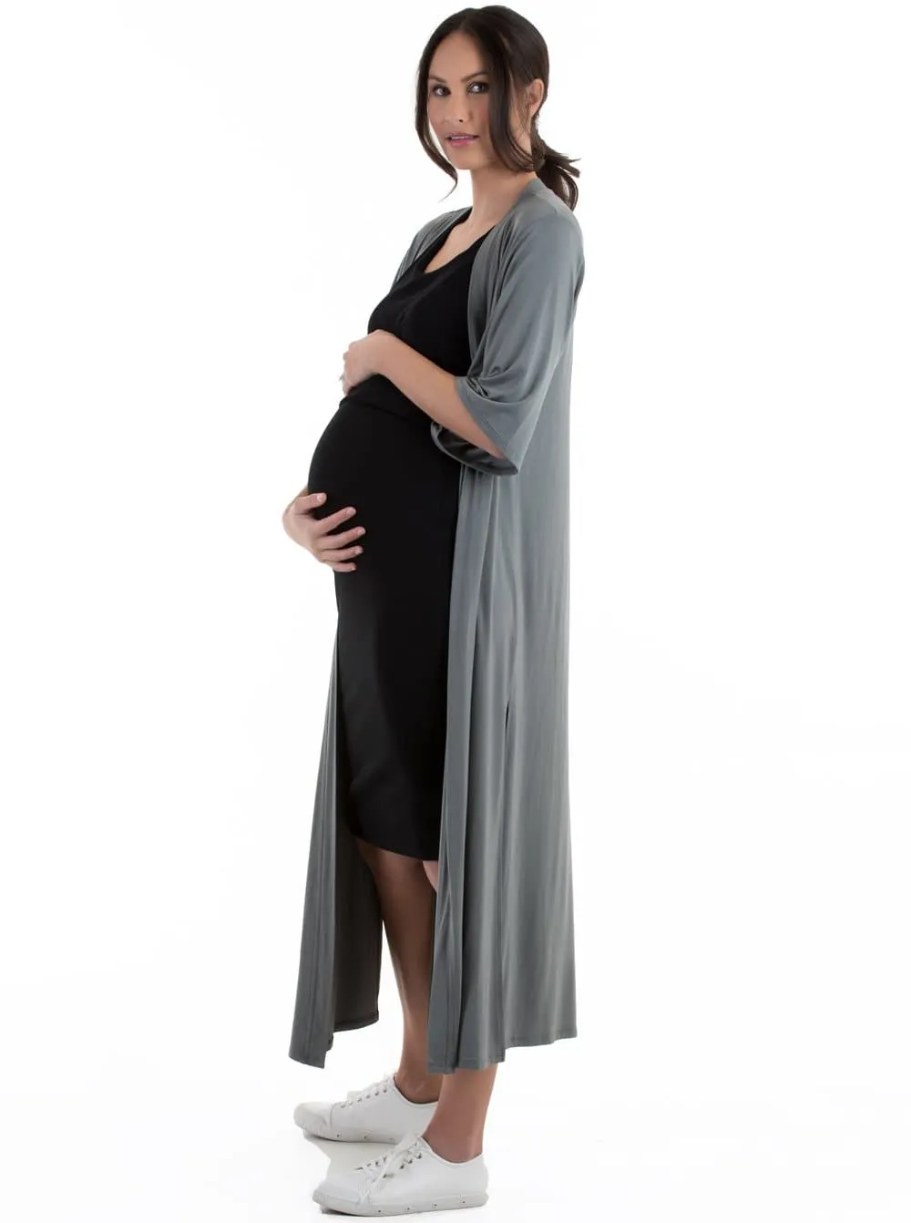 Maternity Half Sleeve Casual Duster Long Cardigan