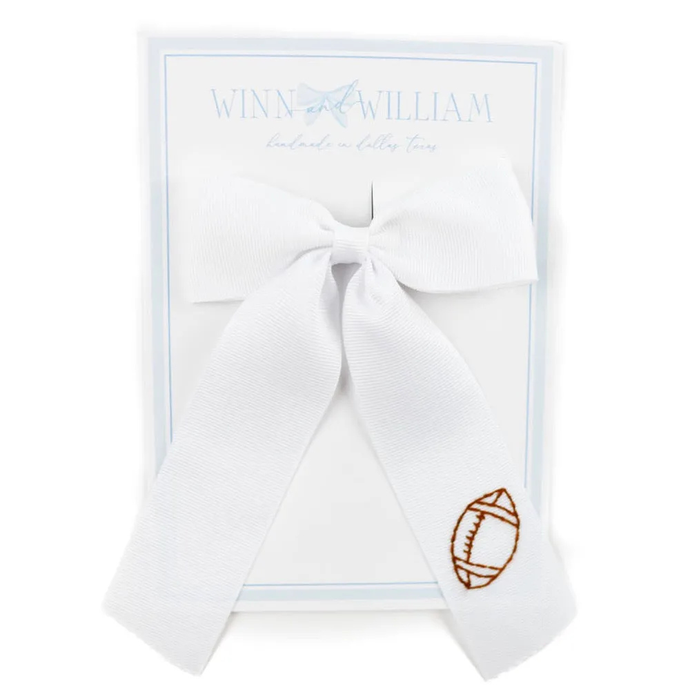 Medium Football Bow - White