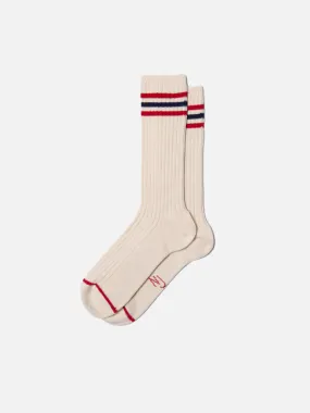 Men Tennis Socks Retro Offwhite/Red