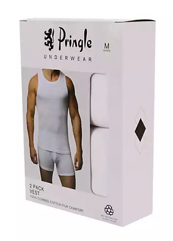 Men’s Pack of 2 White Vest by Pringle | Look Again